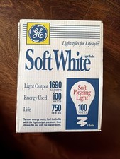 NOS GE 4-Pack Light Bulbs 100 Watt Soft White A19 Bulbs In Box Tested 750 Hours picture