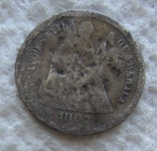 1867-S Seated Liberty Silver Half Dime Rare Key Date Damaged Hole Filler picture