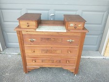 Antique Victorian Marble Top Dresser With Skeleton Key Whole Design  picture