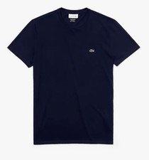 NWT $65 Men Lacoste Crew Neck Pima Cotton Jersey T-shirt Sz Medium Navy Blue picture