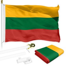 NEW G128 Lithuania Flag & Flagpole Set, 6FT White Pole and 3x5FT 150D Flag picture