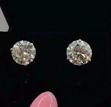 8Ct Round-Cut EF/VS1 Lab Grown Diamond Solitaire Stud Earring 14K Yellow Gold picture