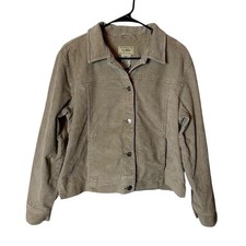 L.L.Bean Women's Corduroy Jacket Small Beige Khaki Button Front Coat picture