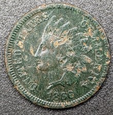 1866 U.S. 1C Indian Head Cent Nice Coin Very Fine Details Rare picture