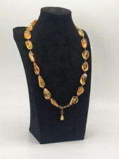 Vintage 18K Gold Citrine Gemstone Necklace Yellow Gold Fine Jewelry picture