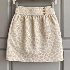 Emily McCarthy Audrey Cheetah Jacquard Mini Skirt, XS ivory/blush shimmer gold picture