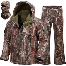 Men's Camo Hunting Clothes Fleece Lined Quiet Windproof Water Resistant picture