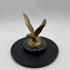 Vintage Brass Soaring Seagull Bird Sculpture Figurine on Marble Base MCM  picture