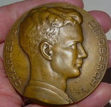 1927 Charles Lindbergh Transatlantic Flight Commemorative Bronze Medallion picture