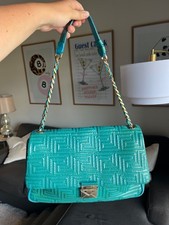 Gianni Versace Quilted Shoulder Bag Vintage Teal Color picture