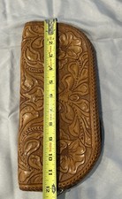 Vtg 1940s 1950s Hand Tooled Leather Pistol Case Gun Rug 12