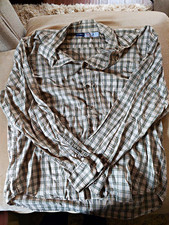 Old Navy Everyday Shirt Men's 2XL Regular Fit Beige Green Plaid Cotton Button-Up picture