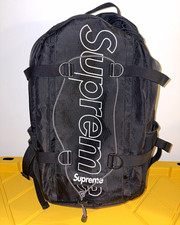 Supreme Black Backpack Logo Print Zip Closure Padded Straps External Pockets picture