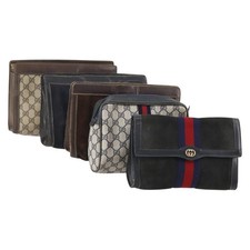 GUCCI GG Supreme Web Sherry Line Bag PVC Suede 5 Set Navy Beige Auth 174951 picture