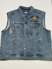 Harley-Davidson Men's Denim Vest 2XL Vintage Motorcycle Biker picture