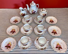 Victorian 1880's Antique FRENCH Child's Toy Tea Set COMPLETE Service for 6 ROSES picture
