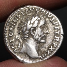 Emperor Antoninus Pius Denarius 159AD Ancient Roman Empire Silver Coin VF Rome picture