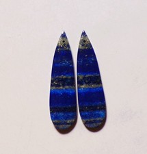 44.60 Cts Natural Lapis Lazuli Drilled Cabochon Match Pair Gemstone 48X13MM 65 picture
