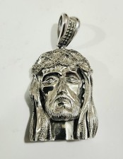 Solid .925 Sterling Silver Jesus Pendant – Micro Pave CZ Accents – Caged Back picture