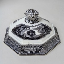 Antique Podmore Walker Washington Vase Mulberry Transferware Tureen Lid 1850s picture
