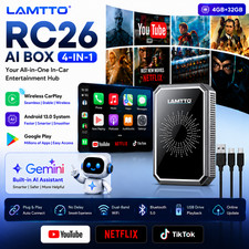 Lamtto RC26 Wireless Carplay Al box Android Auto Adapter w/ Gemini Al & AirPlay picture