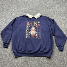 Vintage Teacher Collared Sweatshirt Womens 2X Blue School 90s Grandmacore Retro picture