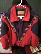 Vtg Cripple Creek Western Aztec Insulated Full Zip Bomber Jacket Size Medium USA picture