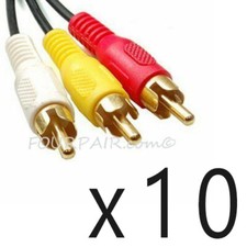 10 Pack Lot - 3ft 3-RCA Composite Video Stereo Audio AV Cable Cord Wire VCR DVD picture