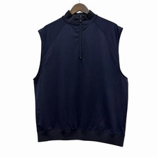 FootJoy FJ Men's Sz Large Navy Blue 1/4 Zip Nylon Pullover Performance Golf Vest picture