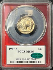 🔥1937-S Buffalo Nickel PCGS MS66 CAC✅ - PQ TONED EDC HOLDER🔥 picture