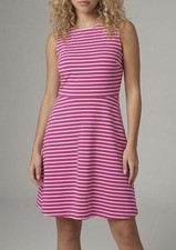 NWT Talbots Women’s Size M Pink Striped Polyester Blend Sleeveless Flare Dress picture