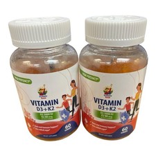2X Sunny Sam Vitamin D3 K2 Gummies 60 Count Peach Flavor Healthy Bone Heart 120 picture