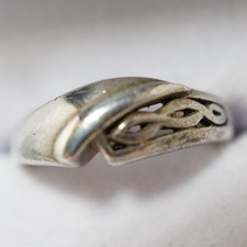 Vintage Modernist 925 Sterling Silver Intricate Twist Cutout Ring Size 7 4.8g picture