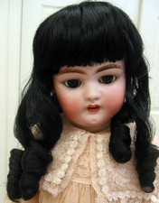 Carlotta WIG Black size 9-10 long sausage curls, bangs Antique or Modern Dolls picture
