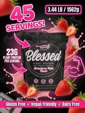 EHPLabs Blessed Plant Protein 3.44lb 45 Serving Strawberry Mylk French label picture