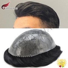 Full Poly Skin Mens Toupee Injected PU Human Hair System Replacement Wig for Men picture