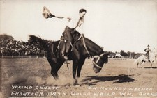 RPPC Walla Walla Frontier Days Rodeo Cowboy Bucking Horse Photo Postcard 7A picture