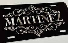 Engraved Custom Personalized Name Car Tag Diamond Etched Metal License Plate picture