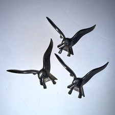 Vintage Pewter  Birds Set of 3 Seagulls Wall Hanging Art Sculptures Mid Century picture