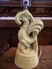 Vintage 1950s Mid Century Modern Rooster TV Lamp Chartreuse Pottery Sculpture picture
