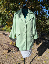 Vintage 60s 70s Susan Lynn Item House Sage Green Mod Peacoat Car Coat M/L ILGWU picture