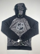 New NHL Shield Hoodie Sweatshirt Mens Small Gray NHL Hockey Reebok Center Ice picture