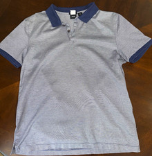 BOSS Hugo Boss Men's Slim Fit Blue/White Striped Short Sleeve Polo Shirt L picture