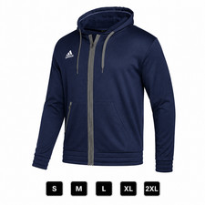 adidas Team Issue Mens Navy Full Zip Hoodie Athletic Training Jacket S-2XL New picture