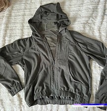 Lululemon Gray Mesh Hooded Full Zip Track Jacket Womens Size S picture