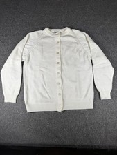 Vintage Society Sweater Womens 40 White Cardigan Knit Acrylic Button Front picture