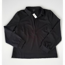 Talbots Passport Ponte Johnny Collar Pullover Black Medium M NWT Workwear Shirt picture