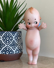 Antique Rose O'Neill Bisque Kewpie Doll w/ Back Label  Incised Feet 4 3/4 Inches picture