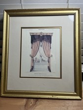 Antique 19th Century French Print Interior Curtain Styles In 17x15 Gold Frame picture