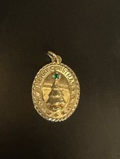 Vintage 1960 12karet Gold Christmas Pendant With Emerald Accent picture